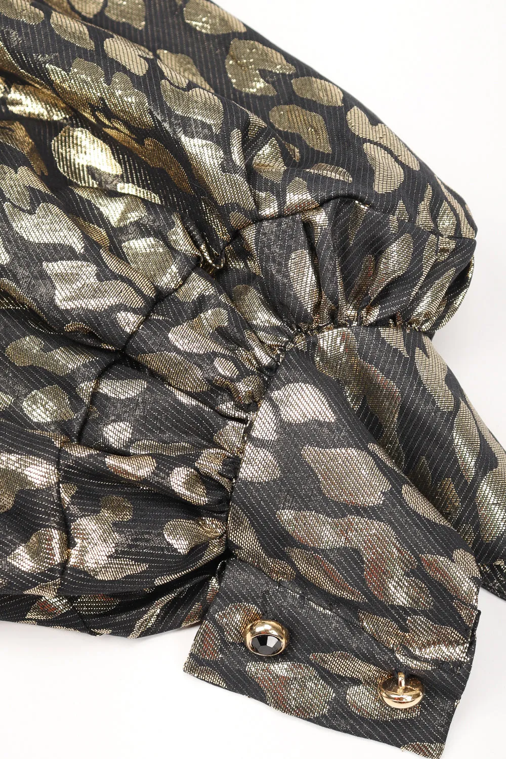 Leopard Lamé Balloon Sleeve Blouse