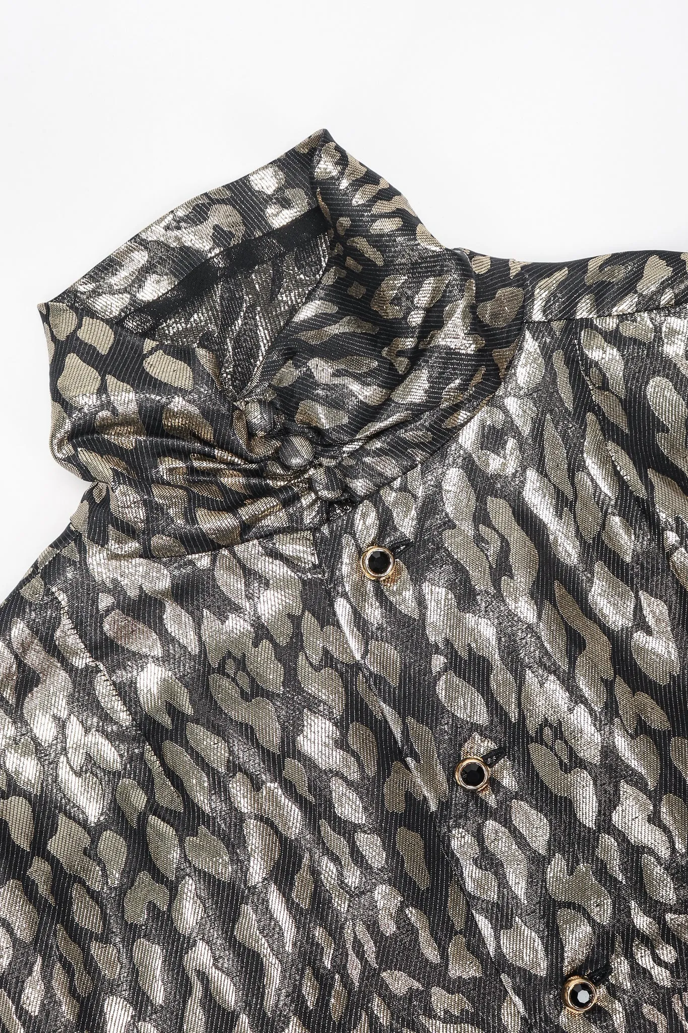 Leopard Lamé Balloon Sleeve Blouse