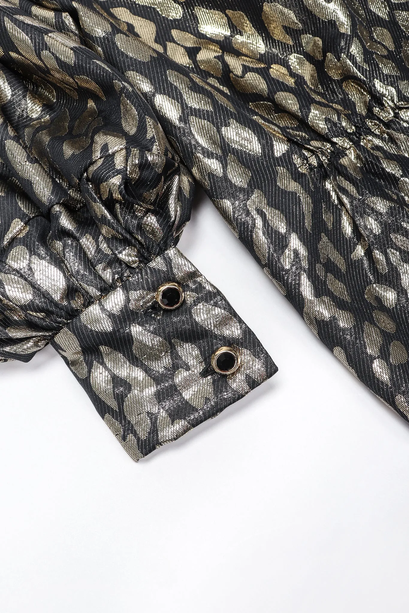Leopard Lamé Balloon Sleeve Blouse