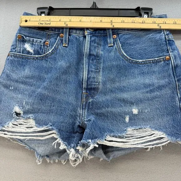 Levi's 501XX Big E Jean Shorts Women's 27x2.5 Button Fly Summer Preppy EUC
