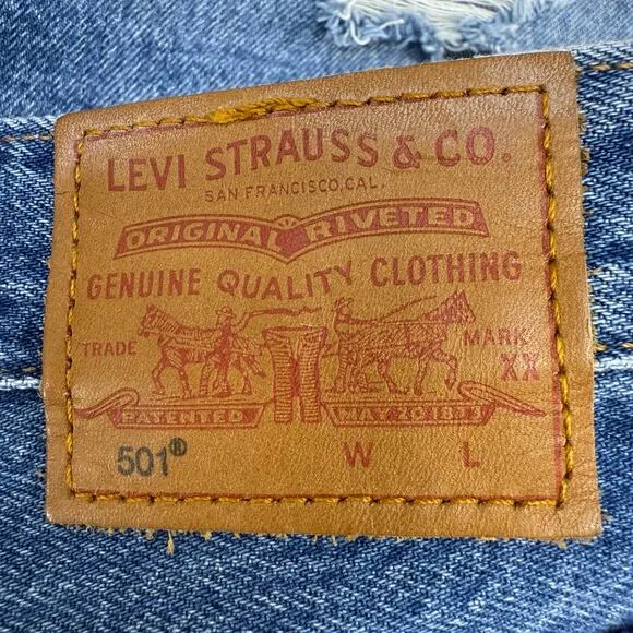 Levi's 501XX Big E Jean Shorts Women's 27x2.5 Button Fly Summer Preppy EUC