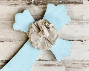 Light blue embellished wooden cross