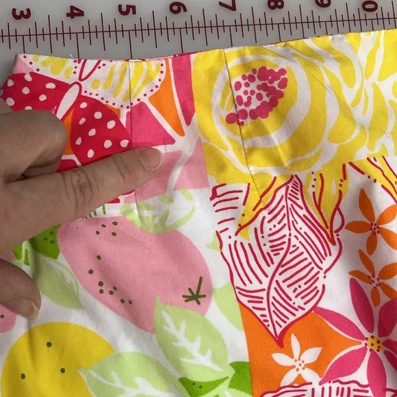 LILLY PULITZER Vintage White Label Floral/Fruit Patchwork Preppy Cotton Skirt 10