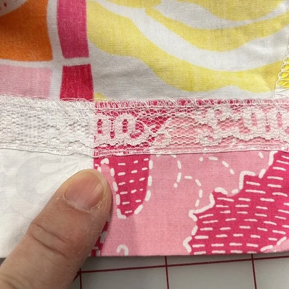 LILLY PULITZER Vintage White Label Floral/Fruit Patchwork Preppy Cotton Skirt 10