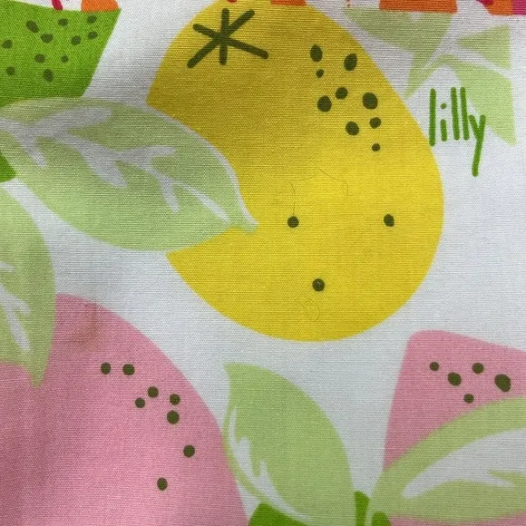 LILLY PULITZER Vintage White Label Floral/Fruit Patchwork Preppy Cotton Skirt 10
