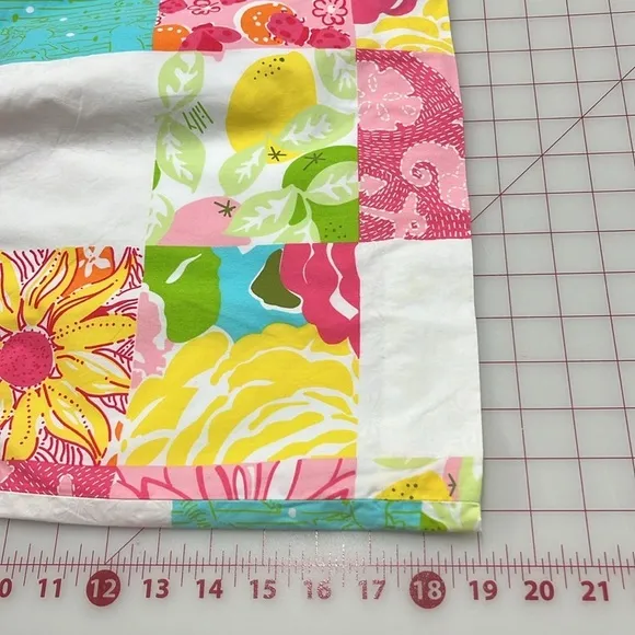 LILLY PULITZER Vintage White Label Floral/Fruit Patchwork Preppy Cotton Skirt 10