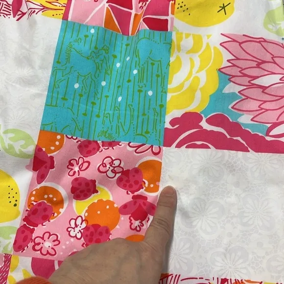 LILLY PULITZER Vintage White Label Floral/Fruit Patchwork Preppy Cotton Skirt 10