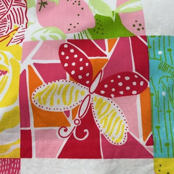 LILLY PULITZER Vintage White Label Floral/Fruit Patchwork Preppy Cotton Skirt 10