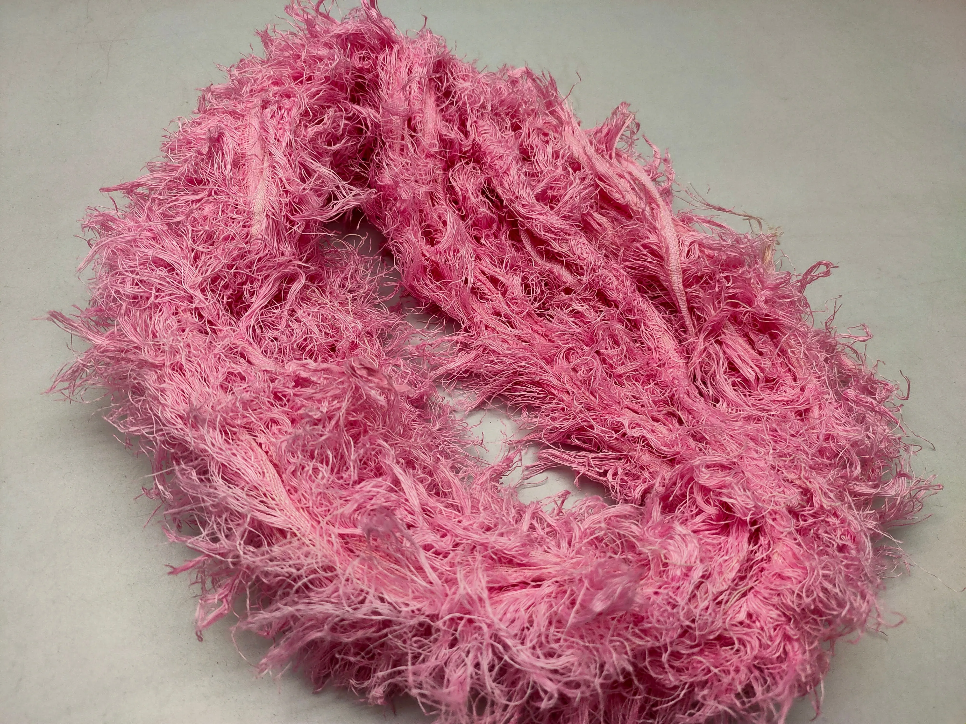 Linen Fuzzy Ribbon - BubbleGum