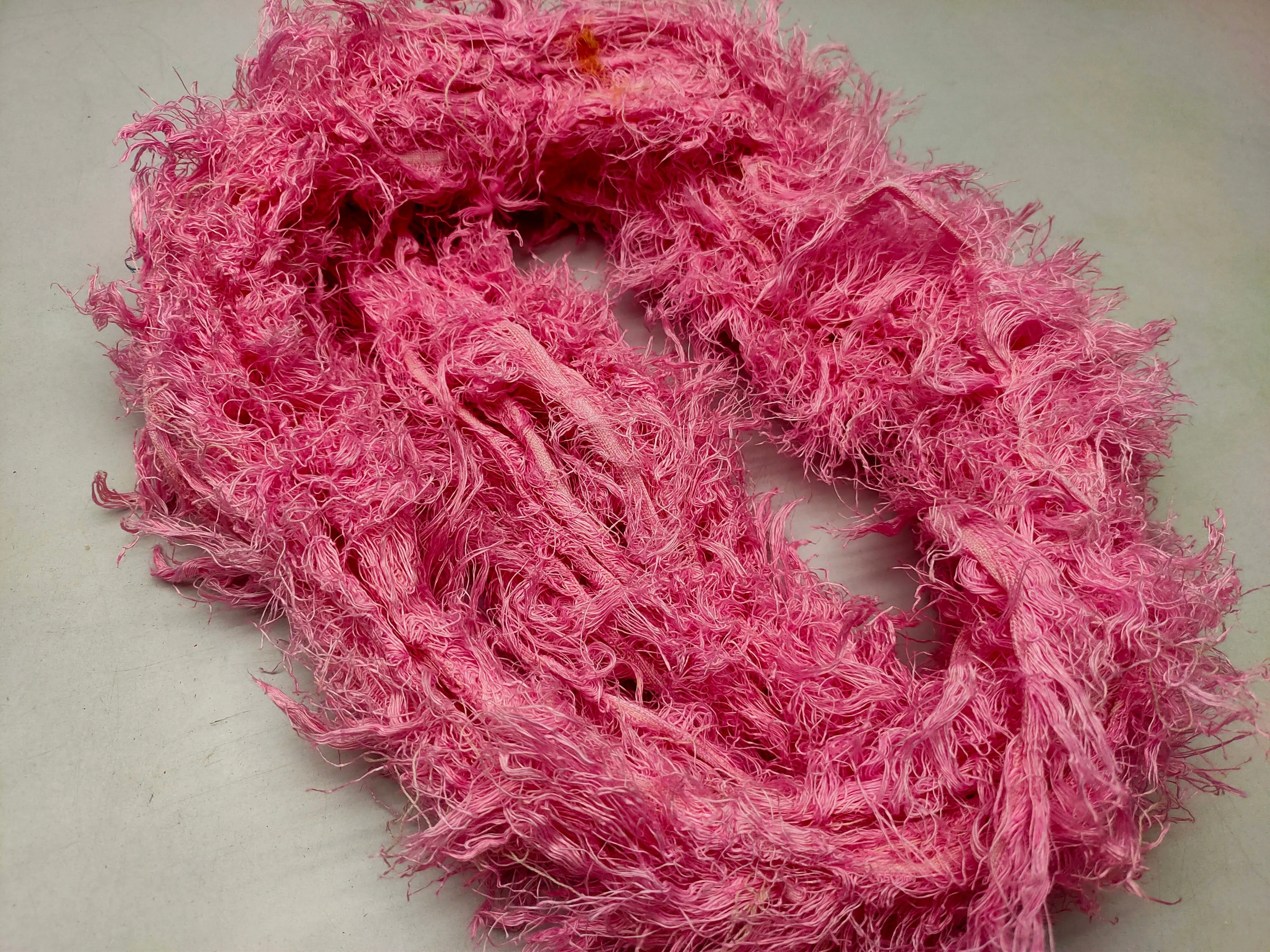 Linen Fuzzy Ribbon - BubbleGum