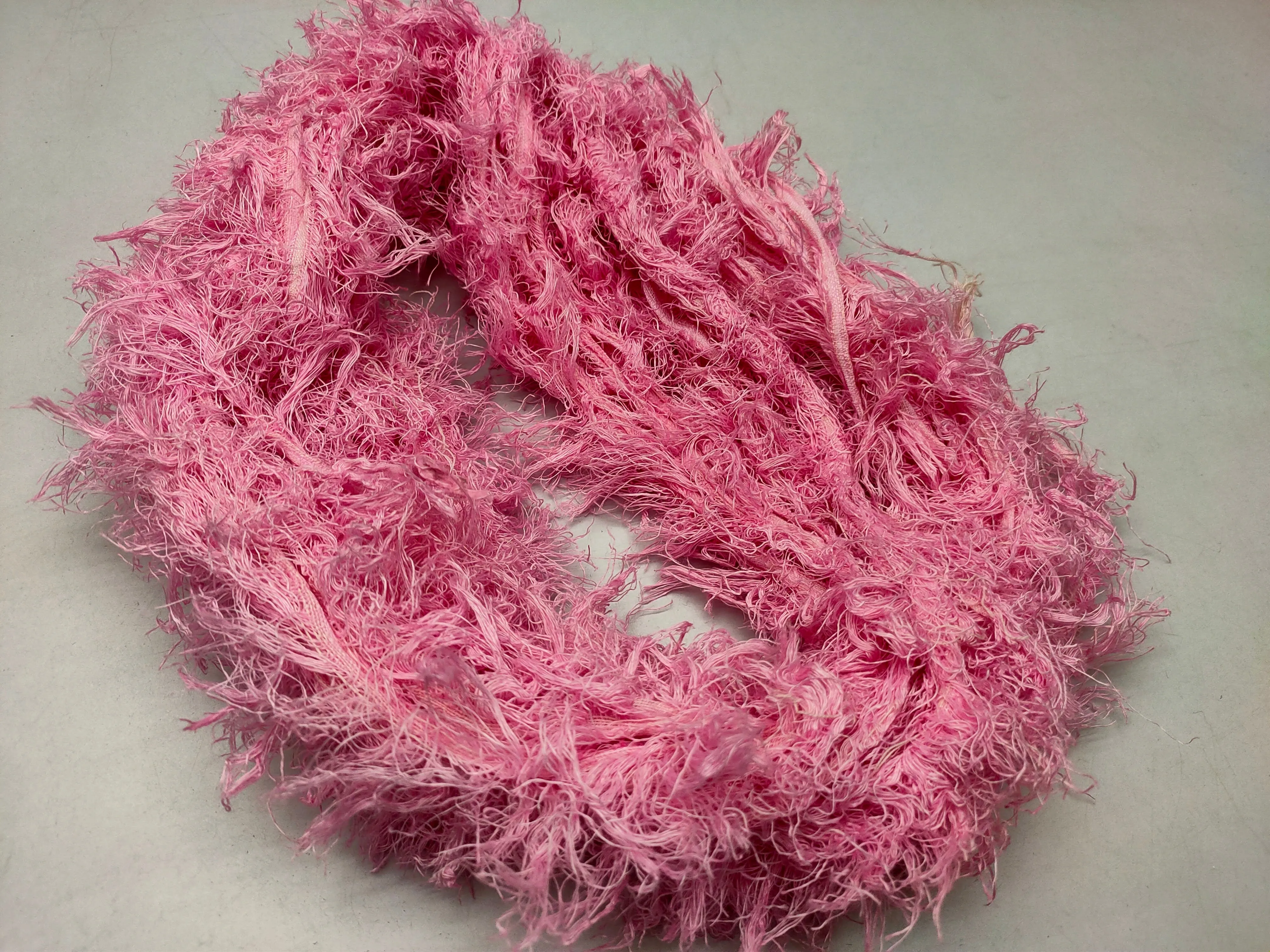 Linen Fuzzy Ribbon - BubbleGum