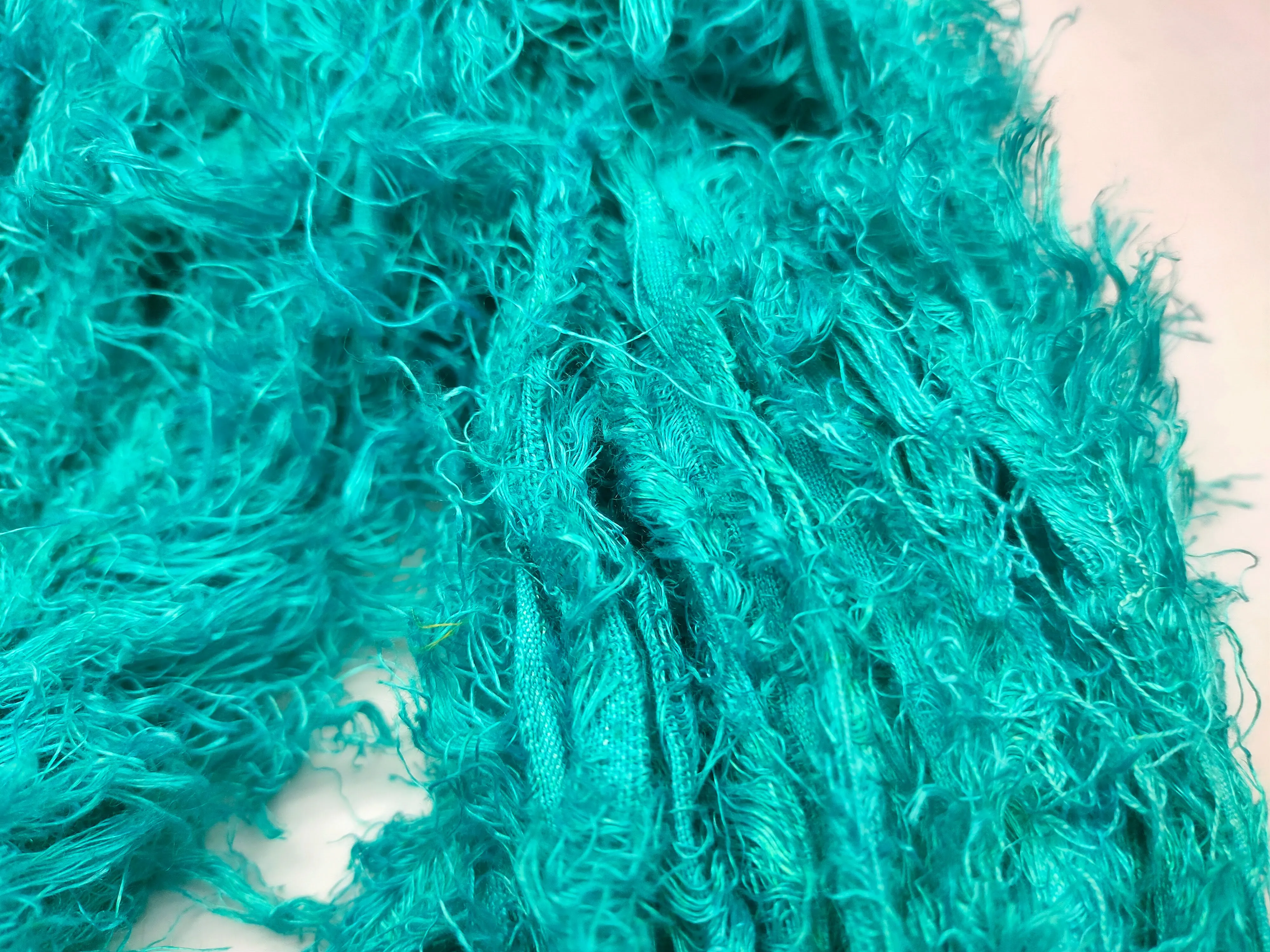 Linen Fuzzy Ribbon - Turquoise