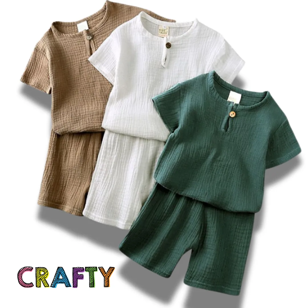 Linen Short Set - Blue