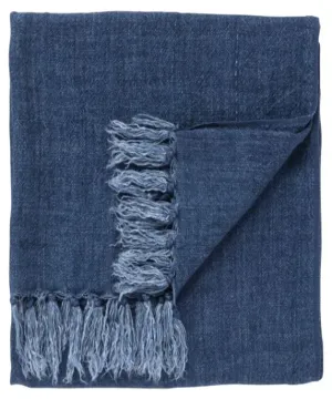 Linen Weave Throw Blanket, Marine