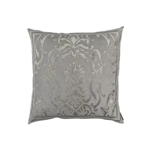 Louie Square Pillow Lt Grey Linen / Lt Grey Matte Velvet Applique 24X24 (Insert Included)