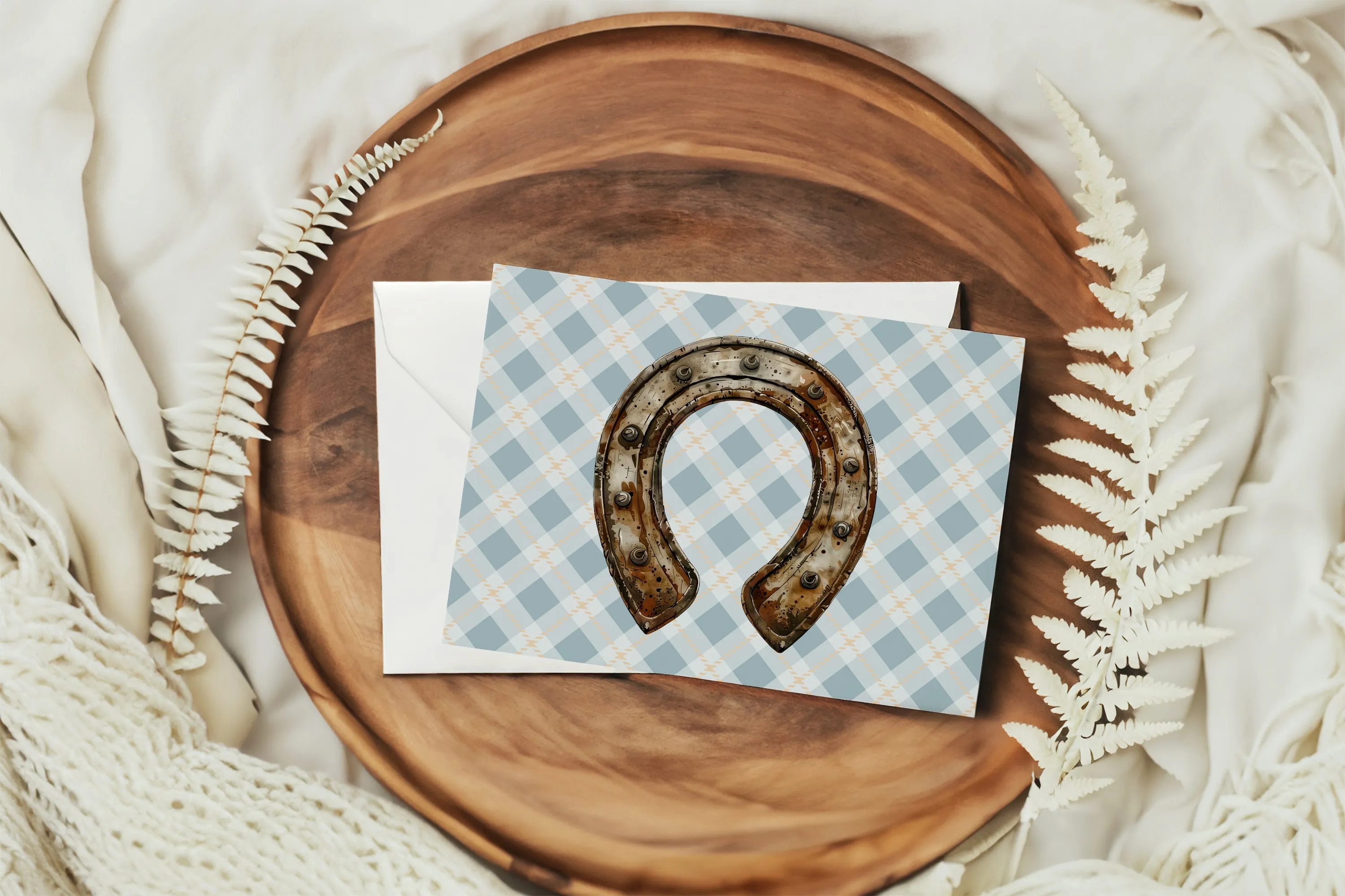 Lucky Horseshoe well wishes blank greeting card | Horse   Whiskey Collection
