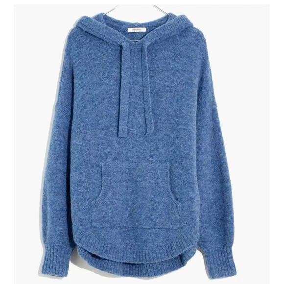 MADEWELL Wilmington Sweater Hoodie NWT NEW Heather Denim Blue Alpaca Wool sz M
