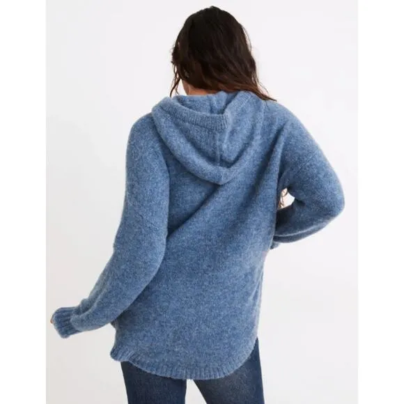MADEWELL Wilmington Sweater Hoodie NWT NEW Heather Denim Blue Alpaca Wool sz M