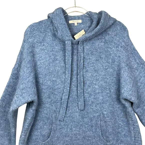 MADEWELL Wilmington Sweater Hoodie NWT NEW Heather Denim Blue Alpaca Wool sz M
