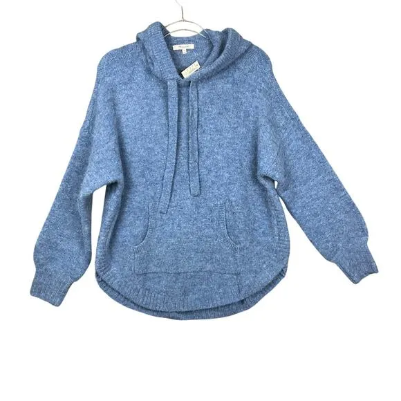 MADEWELL Wilmington Sweater Hoodie NWT NEW Heather Denim Blue Alpaca Wool sz M