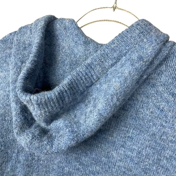 MADEWELL Wilmington Sweater Hoodie NWT NEW Heather Denim Blue Alpaca Wool sz M