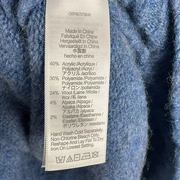 MADEWELL Wilmington Sweater Hoodie NWT NEW Heather Denim Blue Alpaca Wool sz M