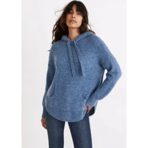 MADEWELL Wilmington Sweater Hoodie NWT NEW Heather Denim Blue Alpaca Wool sz M