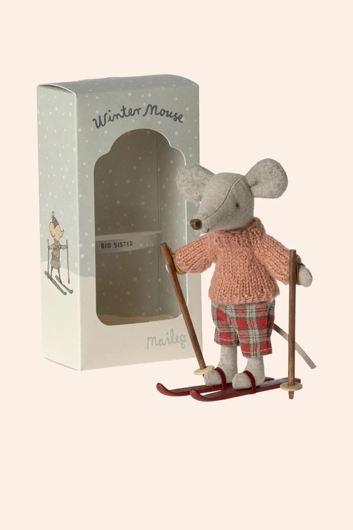 Maileg - Winter Mouse With Ski Set - Big Sister