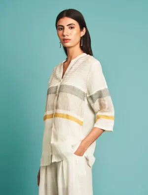 Manan   I   Enzo Linen Shirt - Ivory   Border Collection