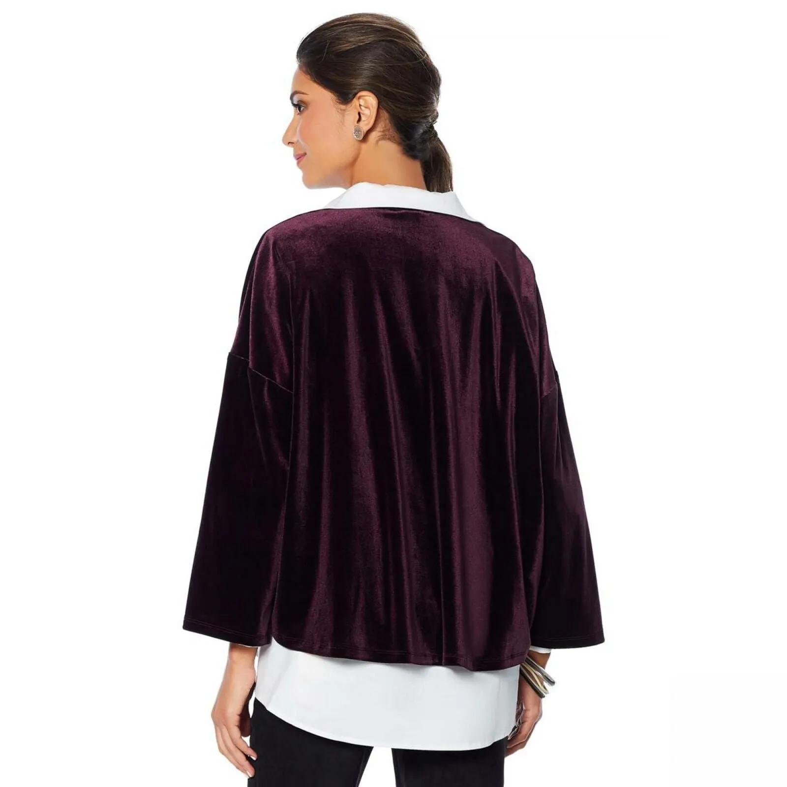 MarlaWynne Women's Velvet Kimono Sleeve Cardigan