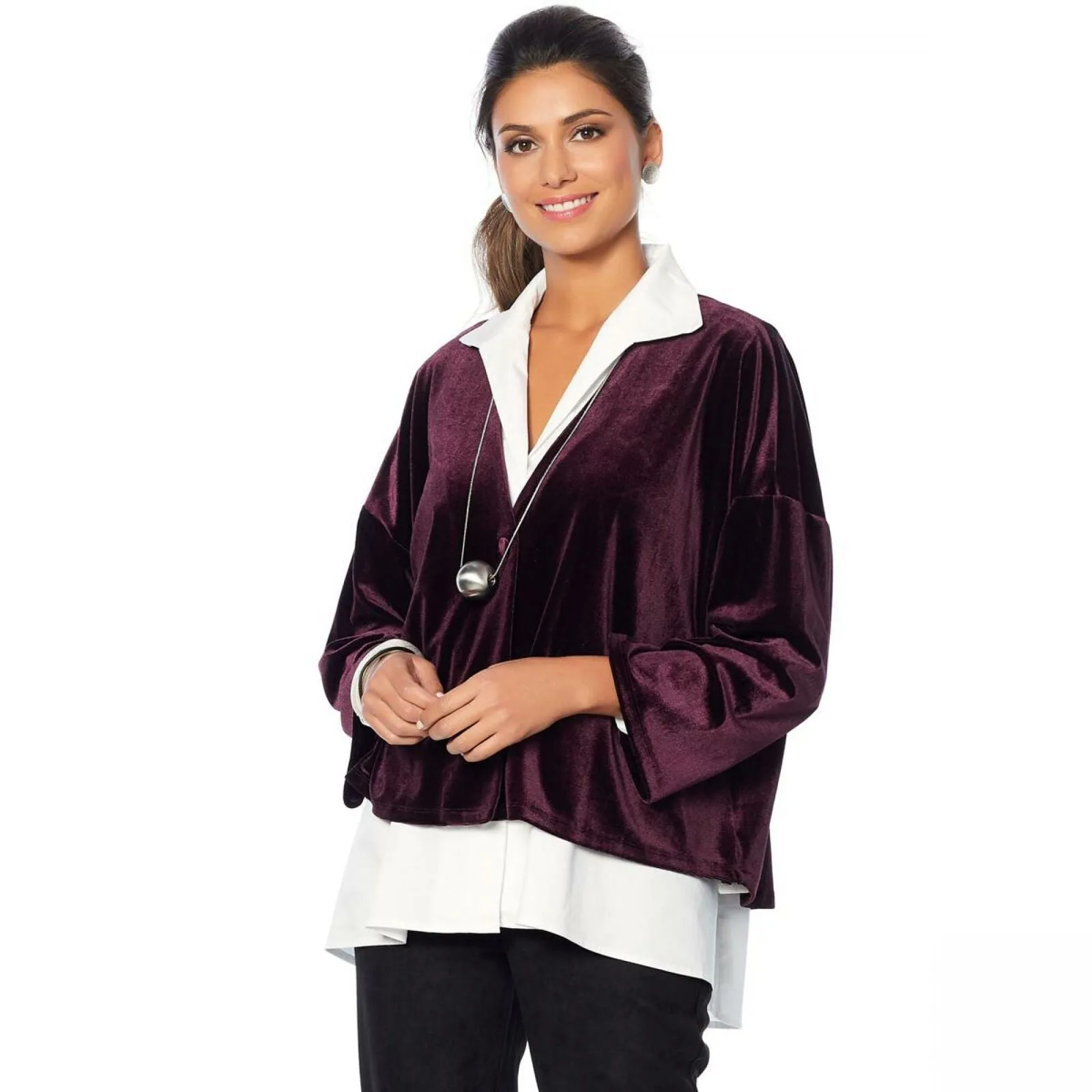 MarlaWynne Women's Velvet Kimono Sleeve Cardigan