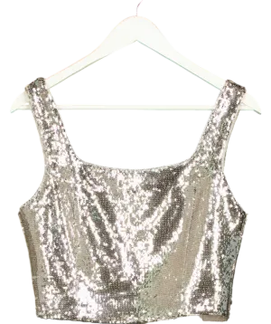 Melis Kaptanoglu Metallic Lamé Sequin Bustier UK 8