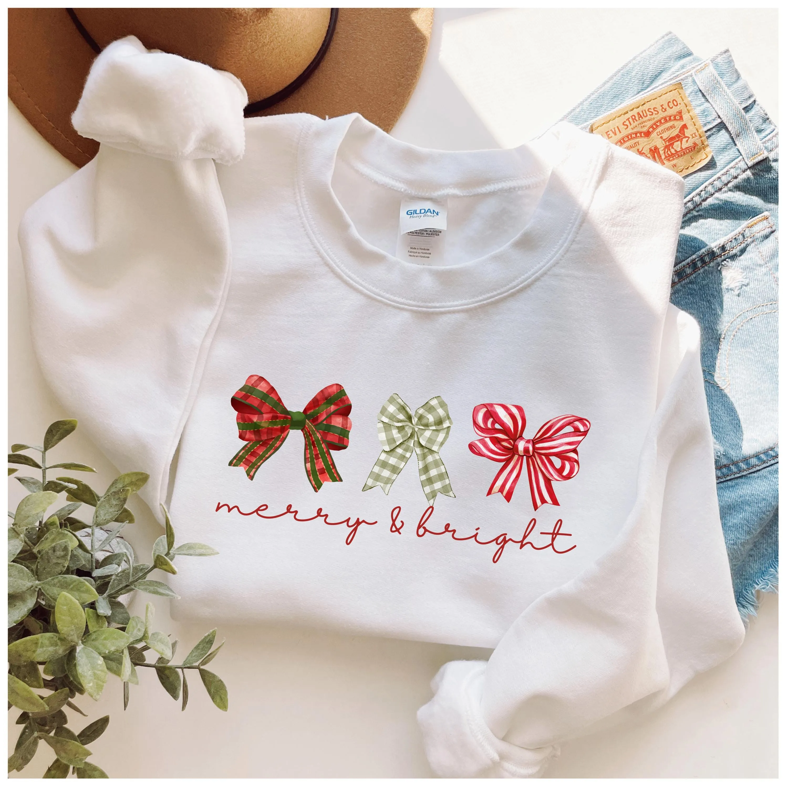 Merry and Bright Three Bows Sweatshirt