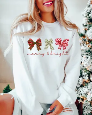 Merry and Bright Three Bows Sweatshirt