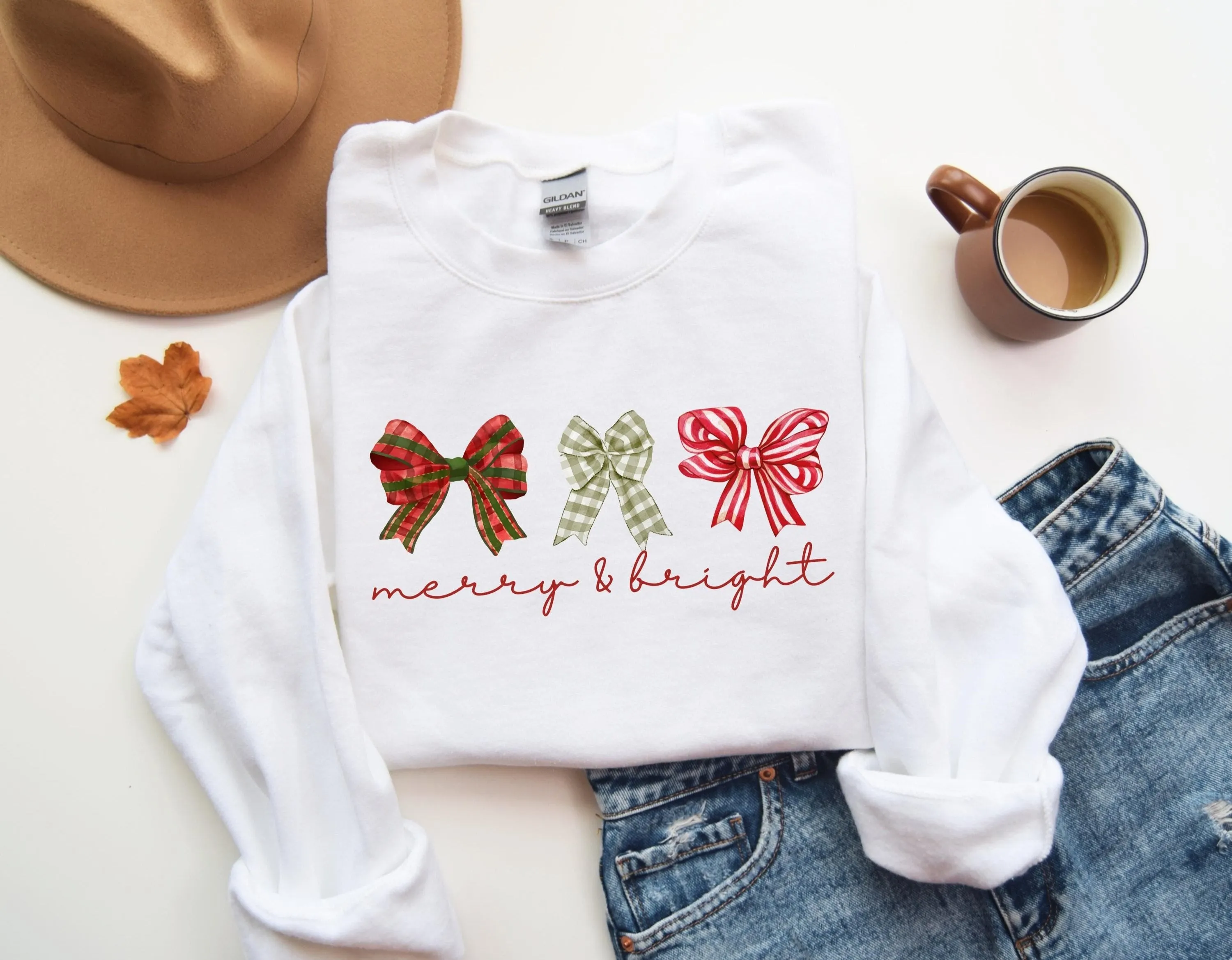 Merry and Bright Three Bows Sweatshirt