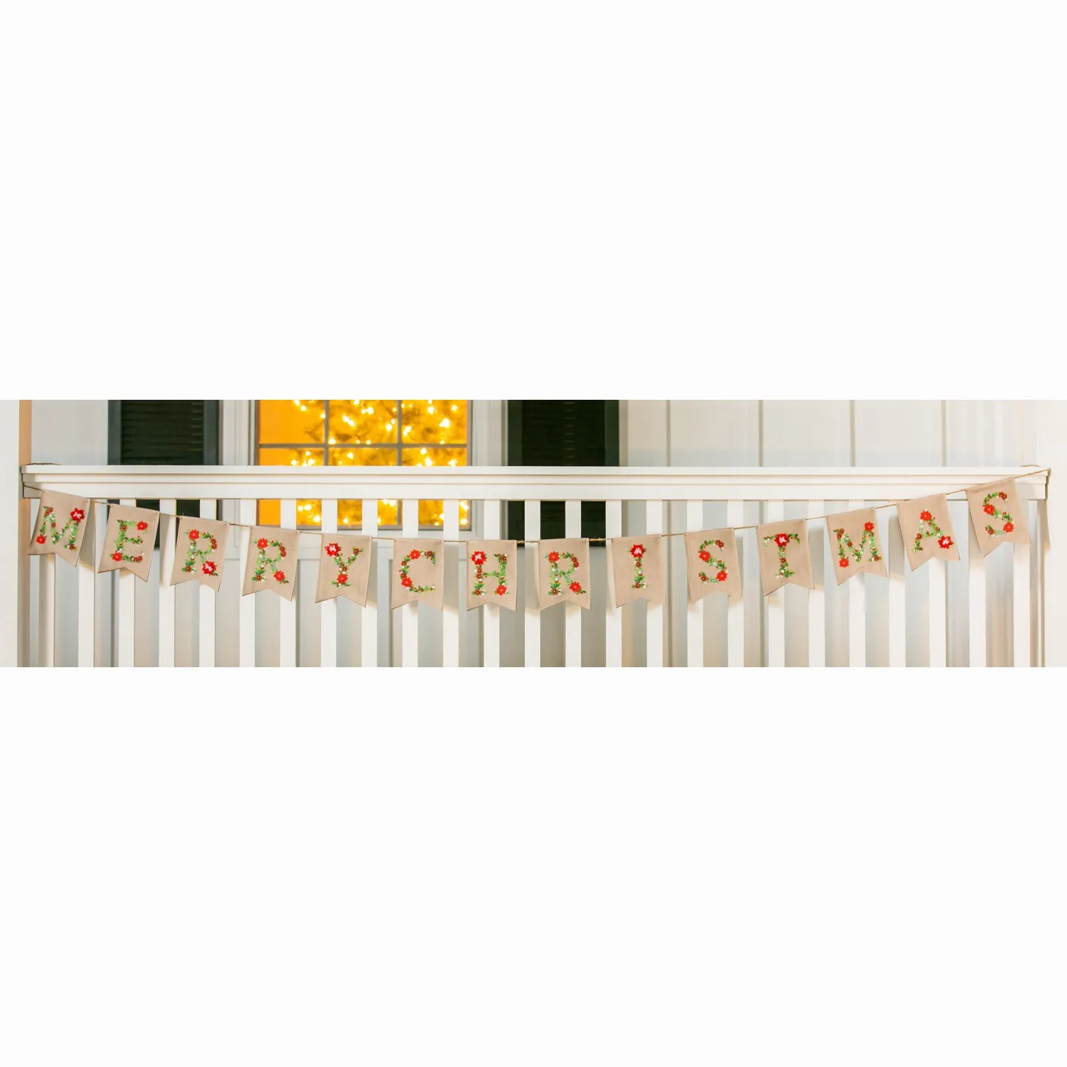 Merry Christmas Floral Banner,58b068