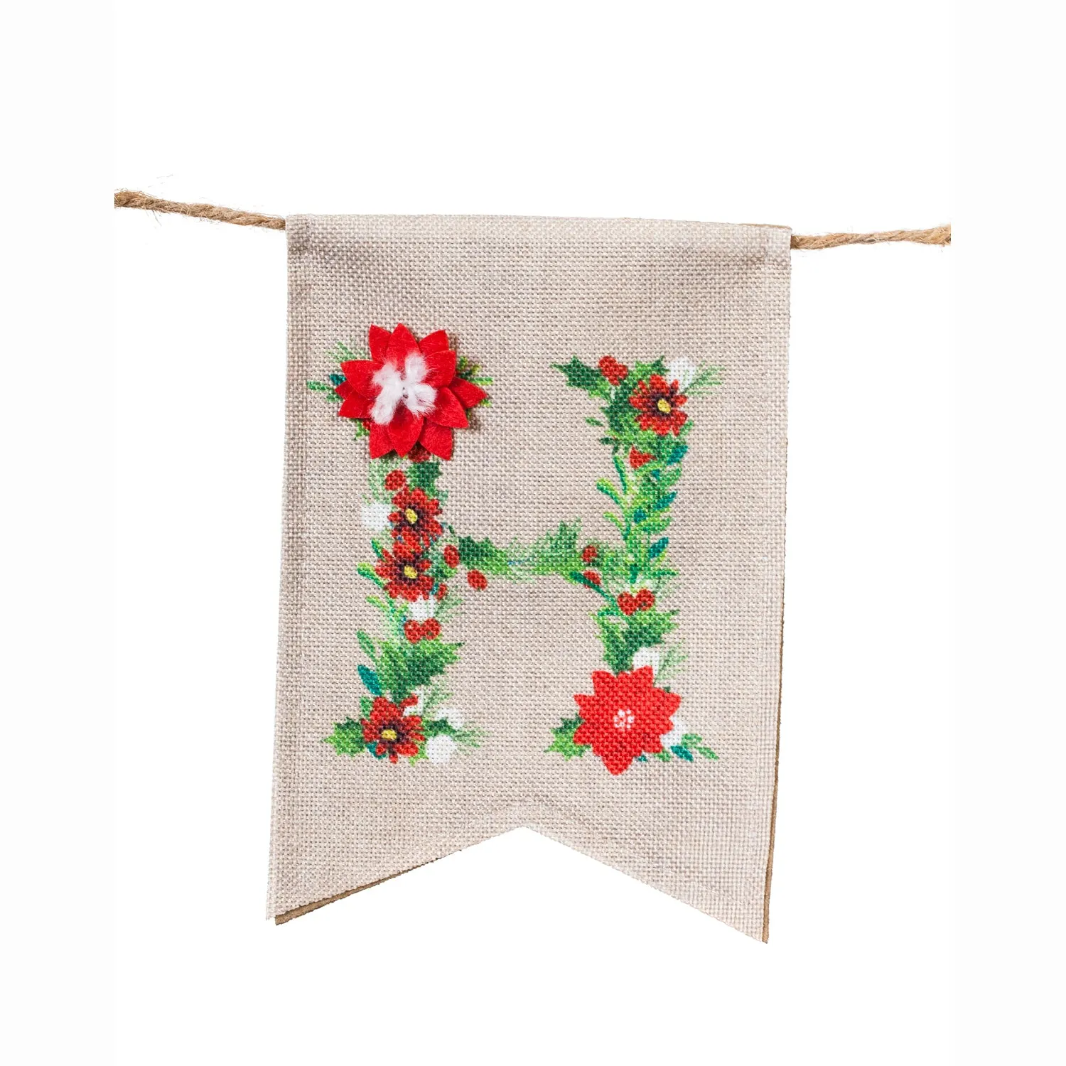Merry Christmas Floral Banner,58b068