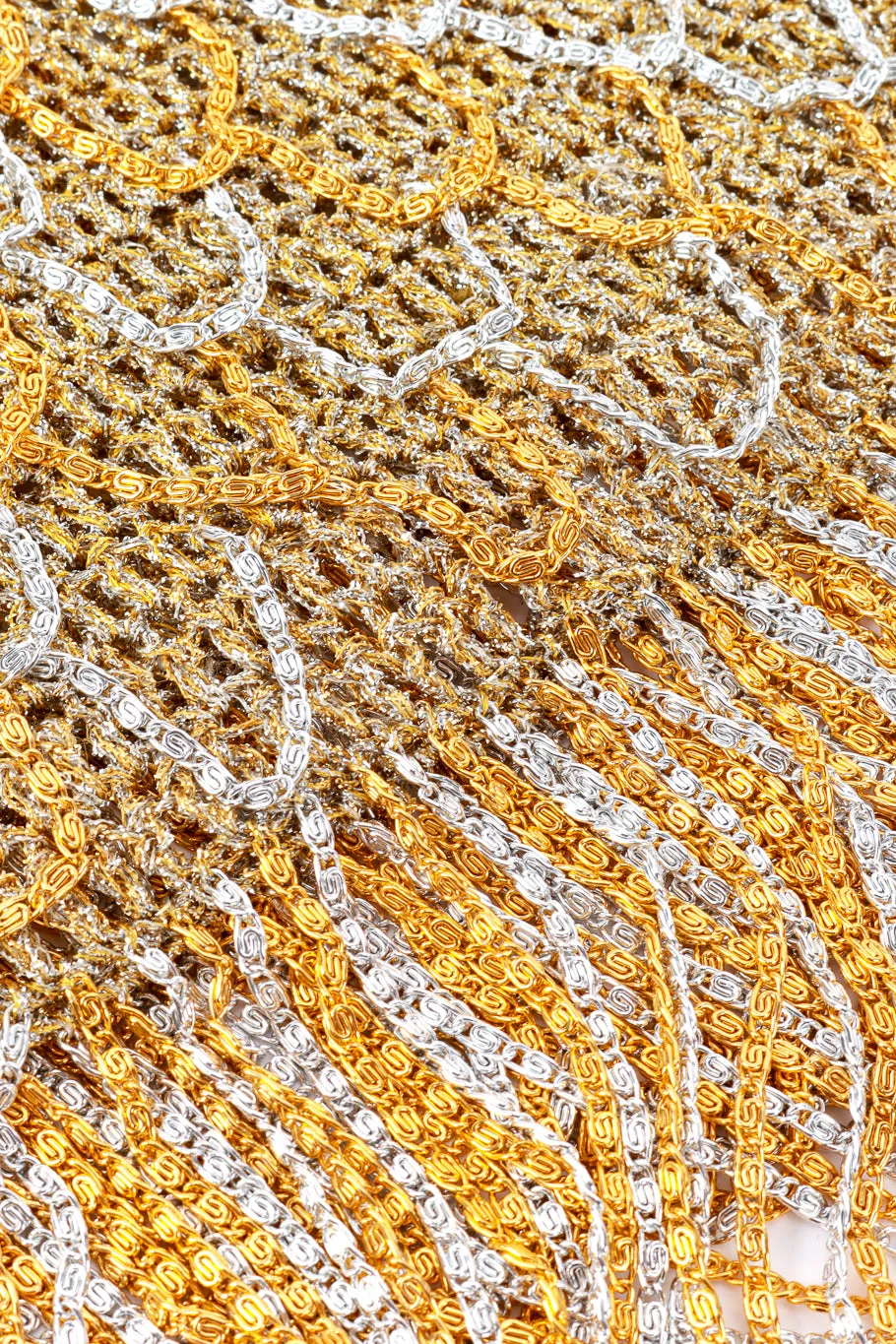 Metallic Crochet Knit Chain Drape Top