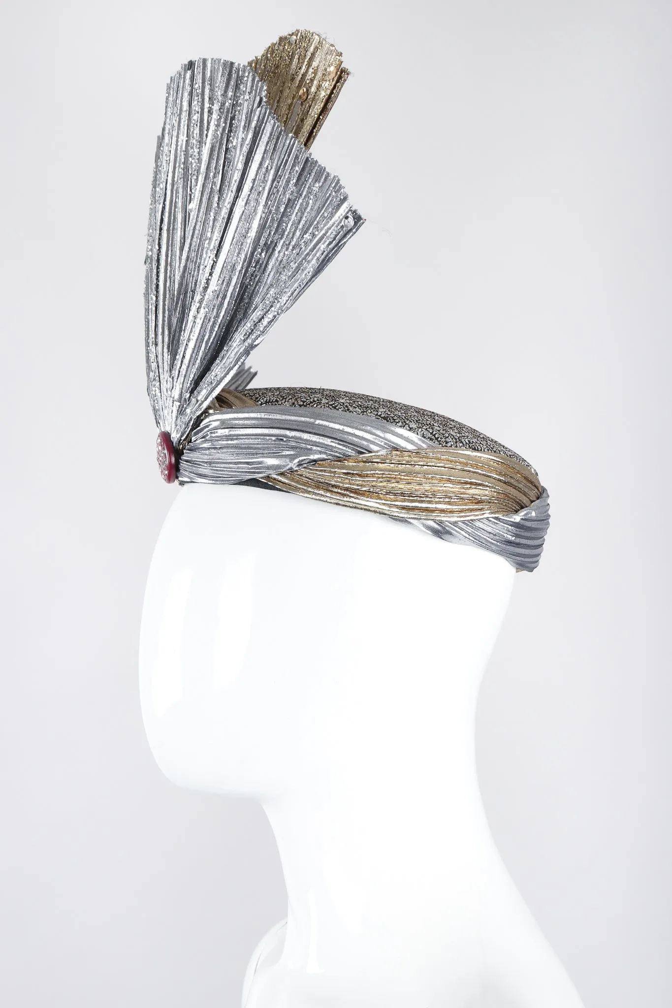 Metallic Lamé Crystal Fan Hat