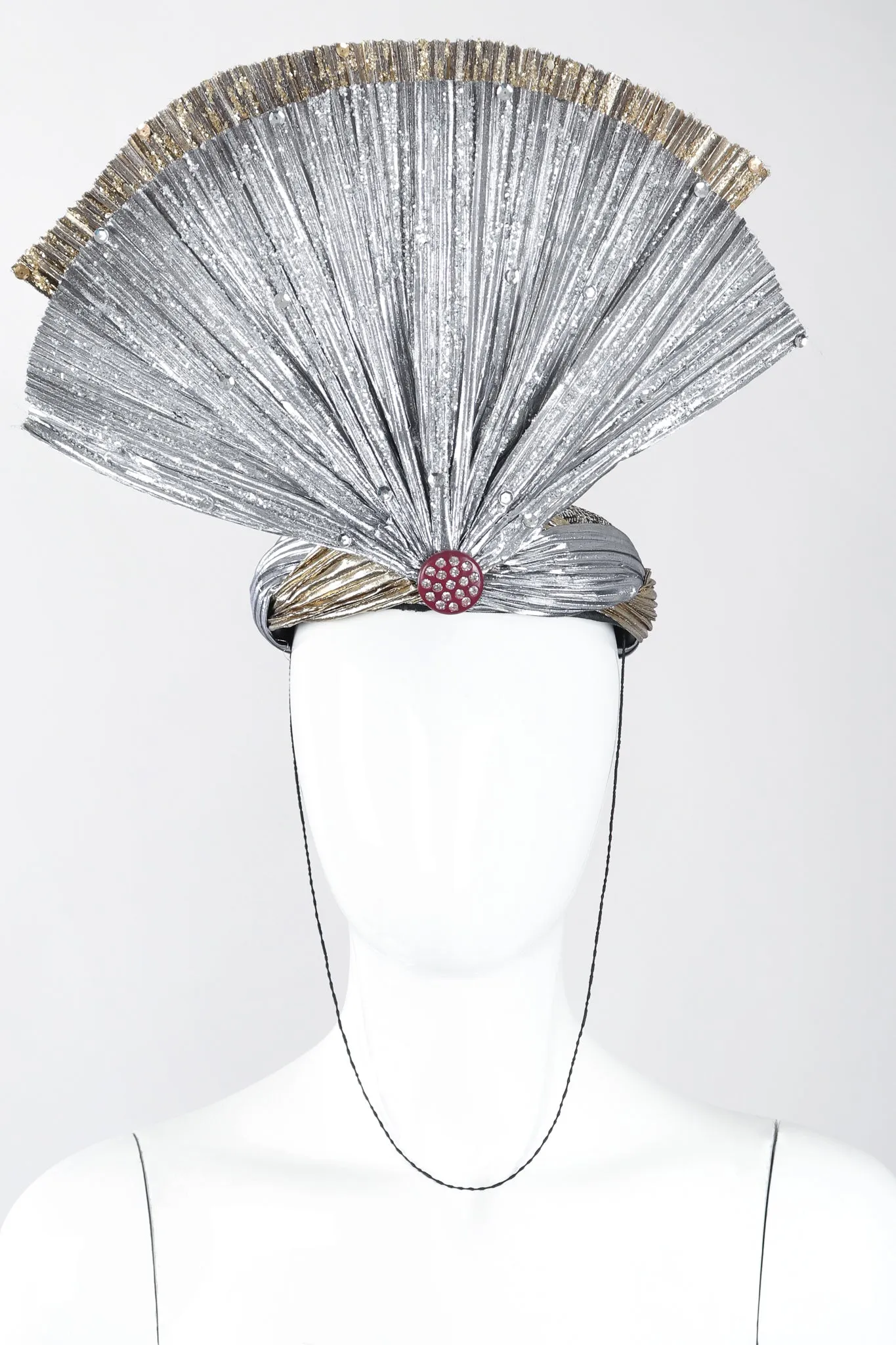 Metallic Lamé Crystal Fan Hat