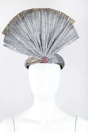 Metallic Lamé Crystal Fan Hat