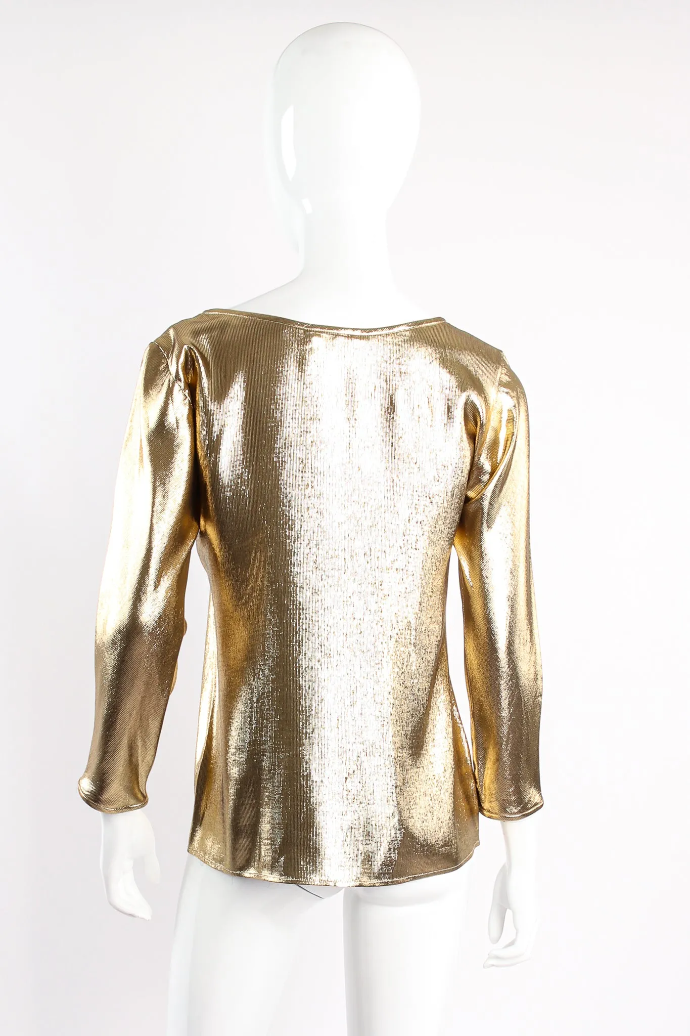 Metallic Lamé Jewel Neck Blouse
