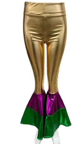 METALLIC MARDI GRAS BELL BOTTOM LEGGINGS