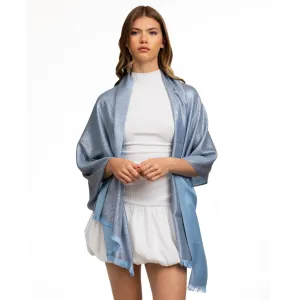 Metallic Shawl - Light Blue & Silver