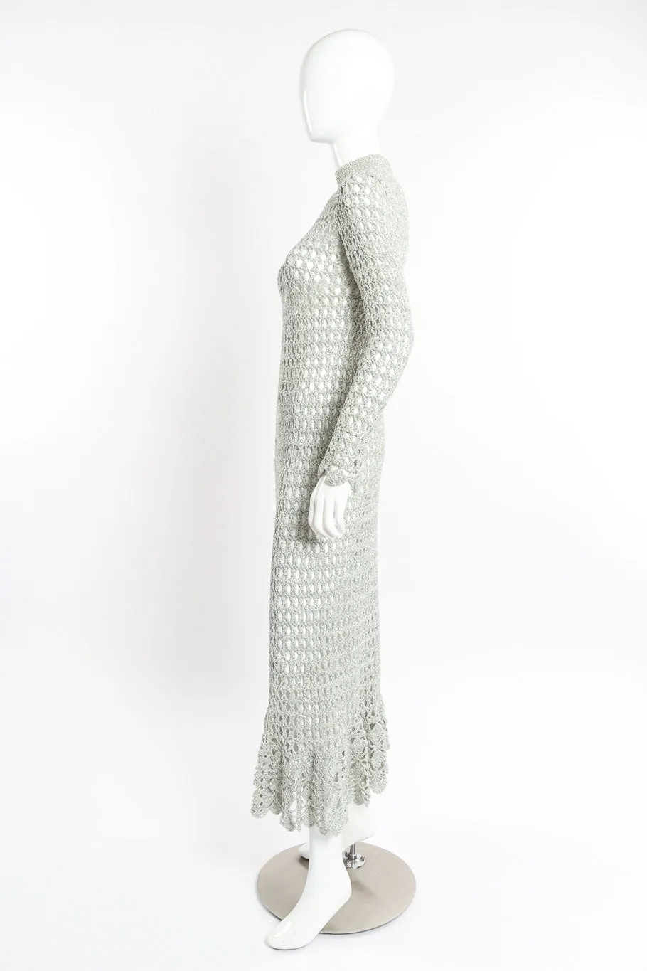 Metallic Silver Crochet Net Dress & Poncho