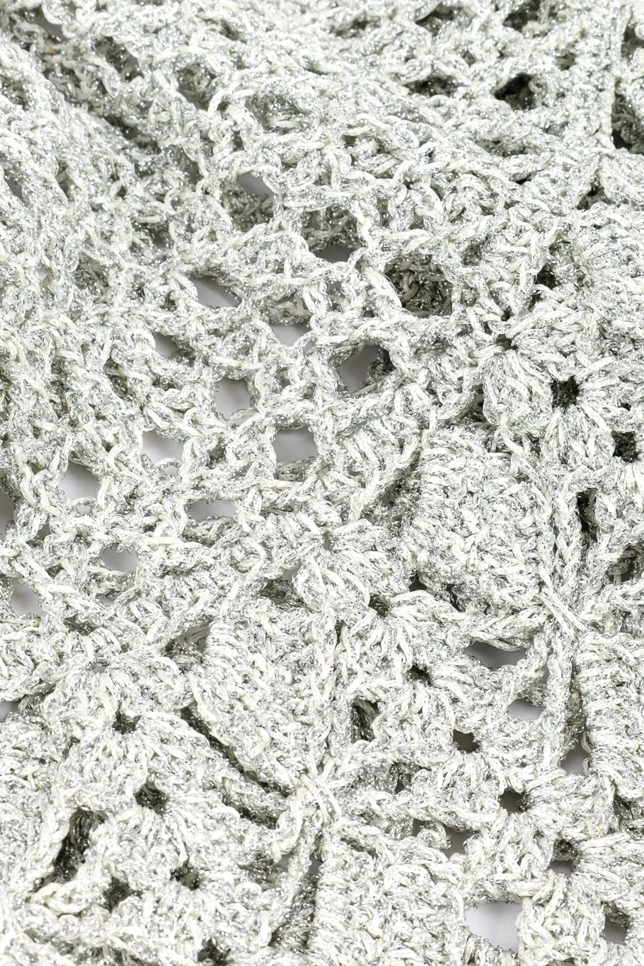 Metallic Silver Crochet Net Dress & Poncho