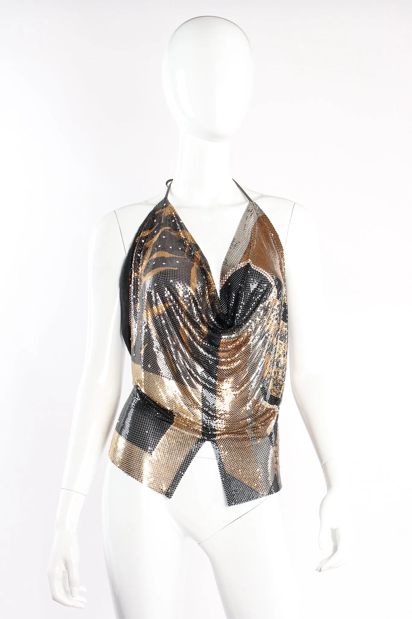 Metallic Square Metal Mesh Collage Halter