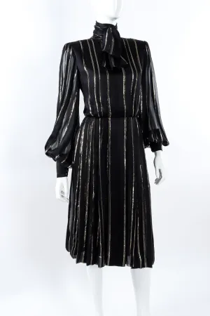 Metallic Stripe Bishop Sleeve Dress