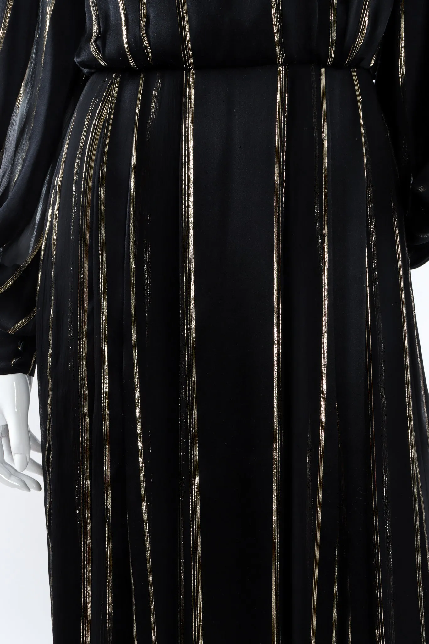 Metallic Stripe Bishop Sleeve Dress