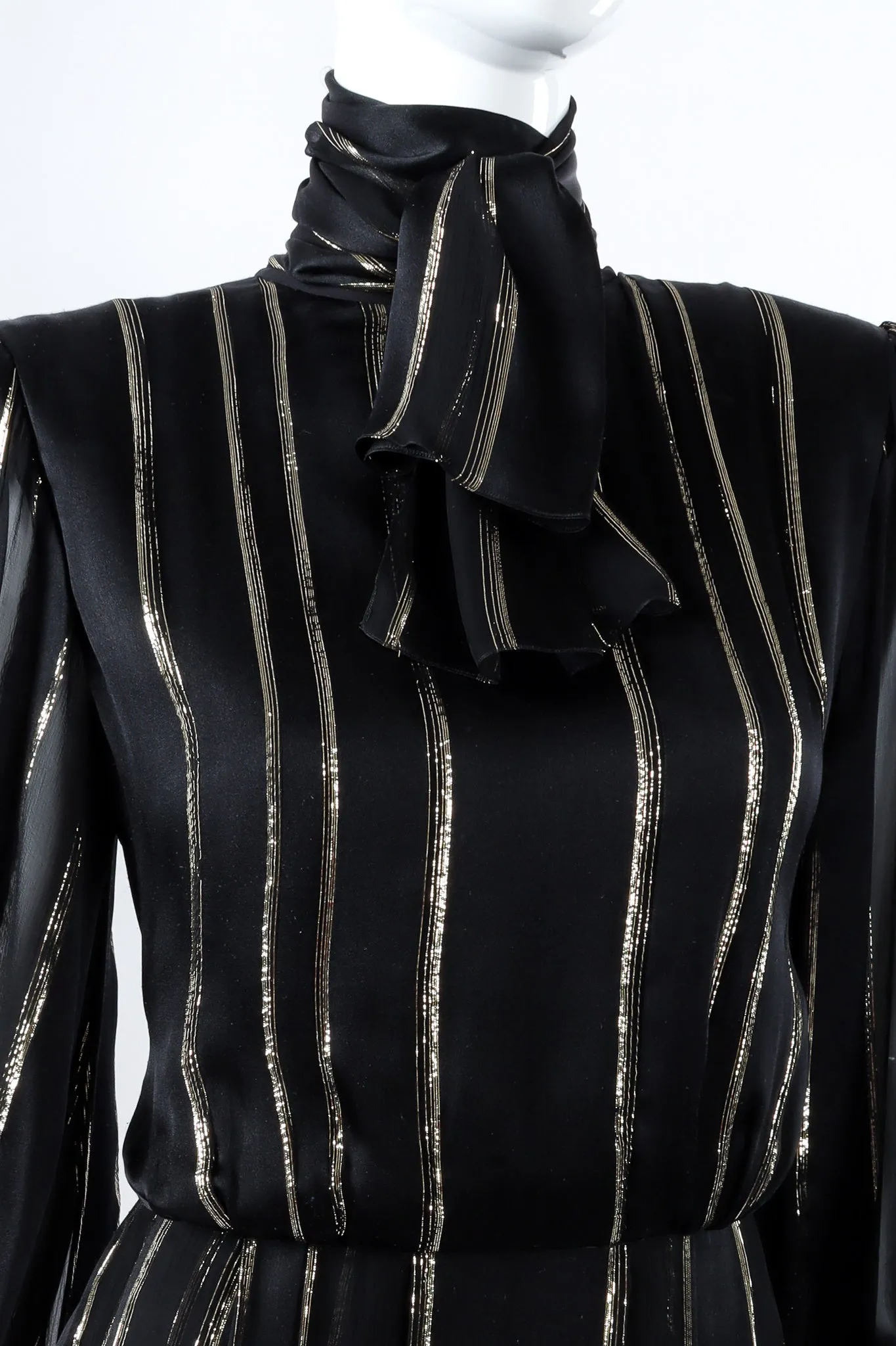 Metallic Stripe Bishop Sleeve Dress